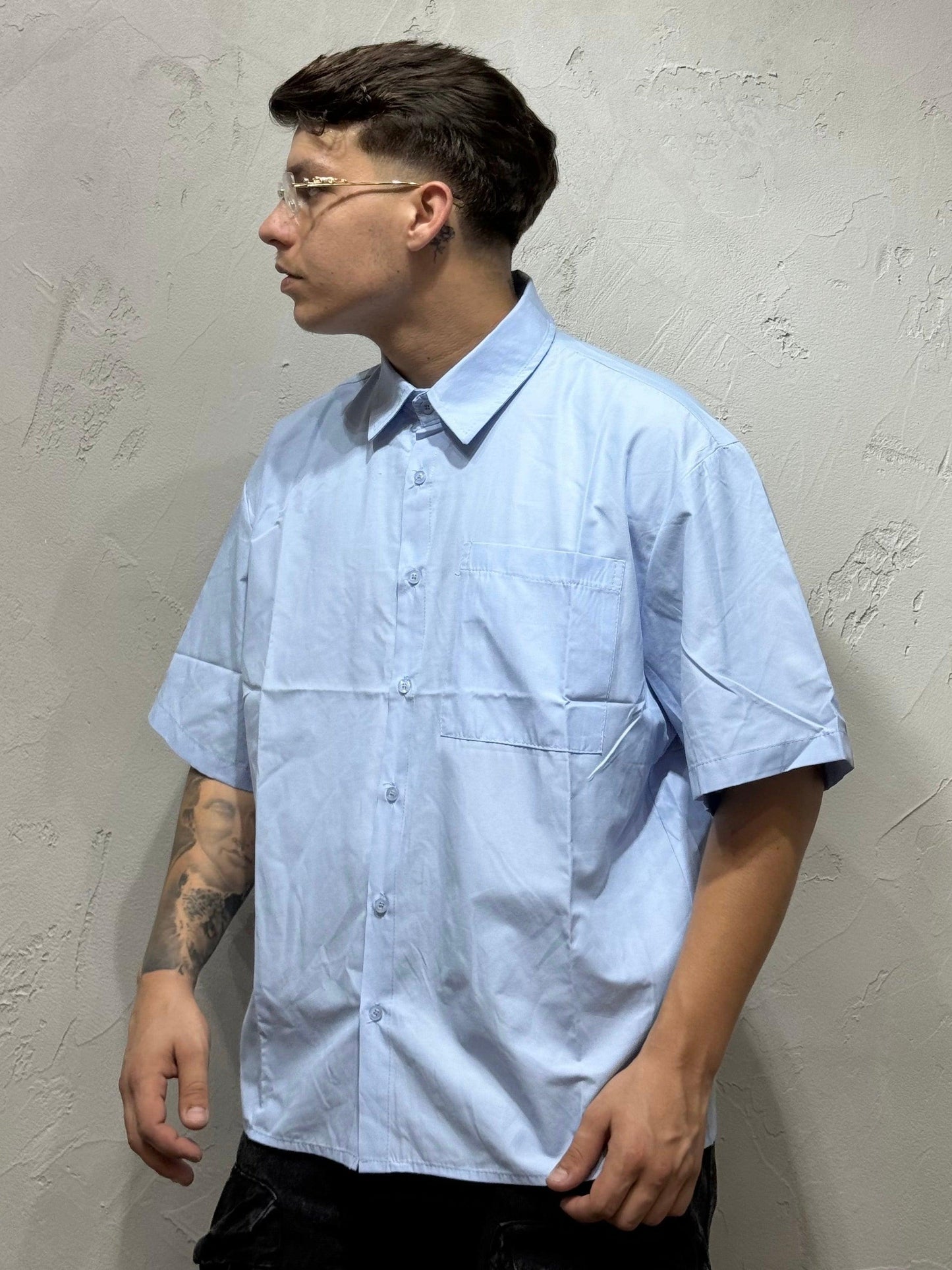 BASIC CROP FIT SHIRT LIGHT BLUE