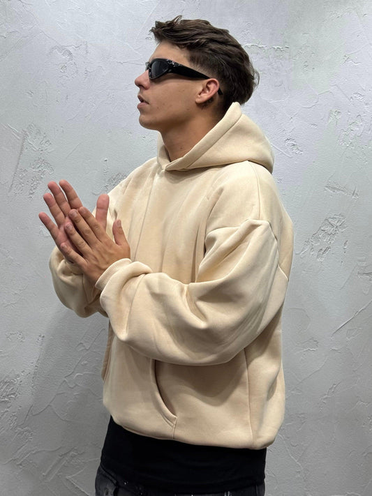 IVORY BOXY FIT HOODIE