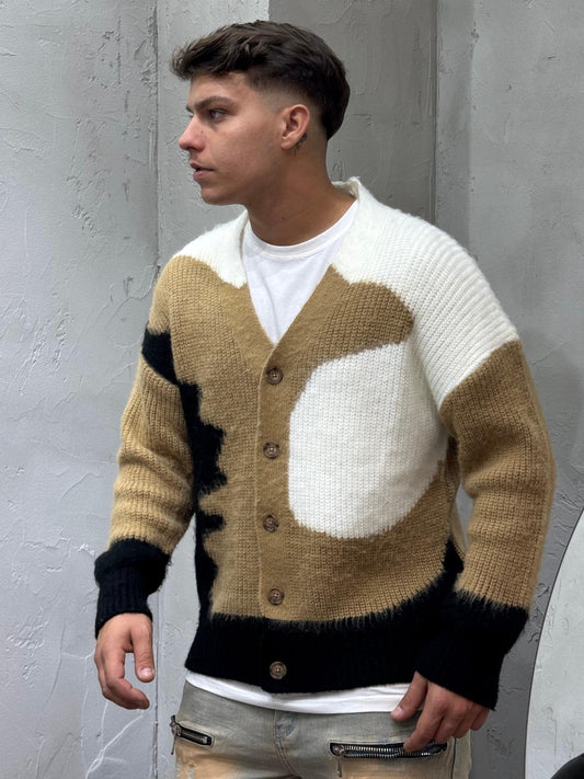 TRICOLOR WHITE CARDIGAN