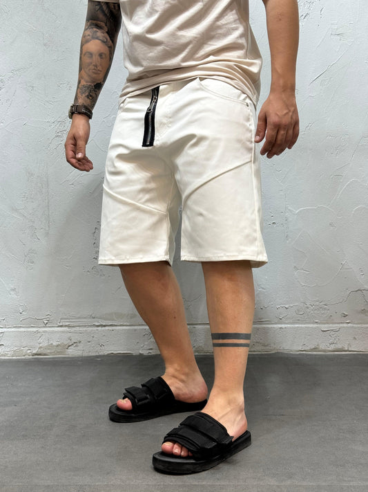 SHORT ZIPPED SPALMATO WHITE