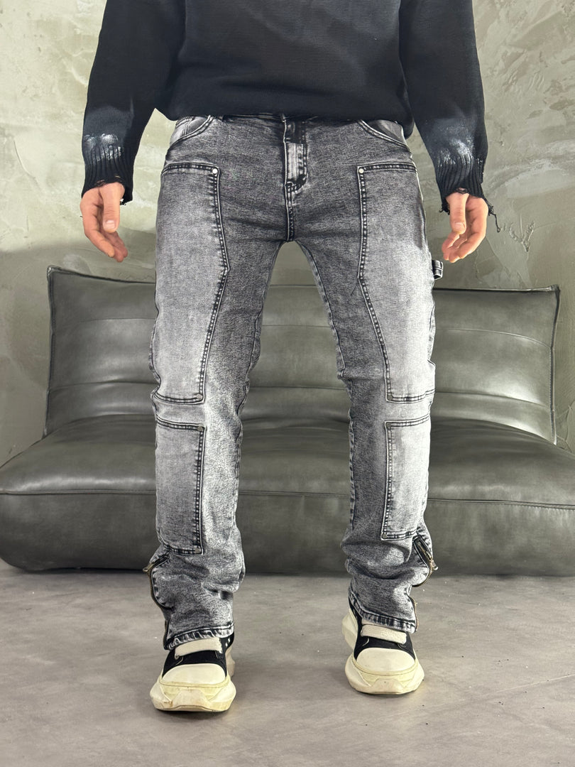 BAGGY FIT CARPENTER FINAL ZIP GREY