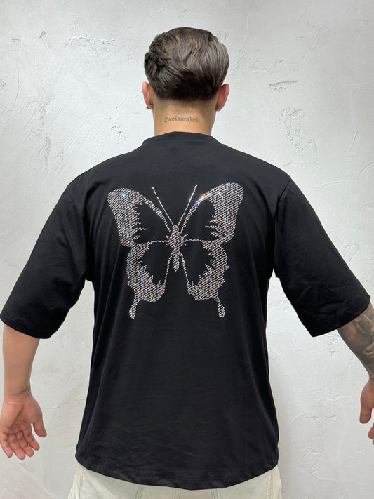 BUTTERFLY GLASS BLACK T-SHIRT