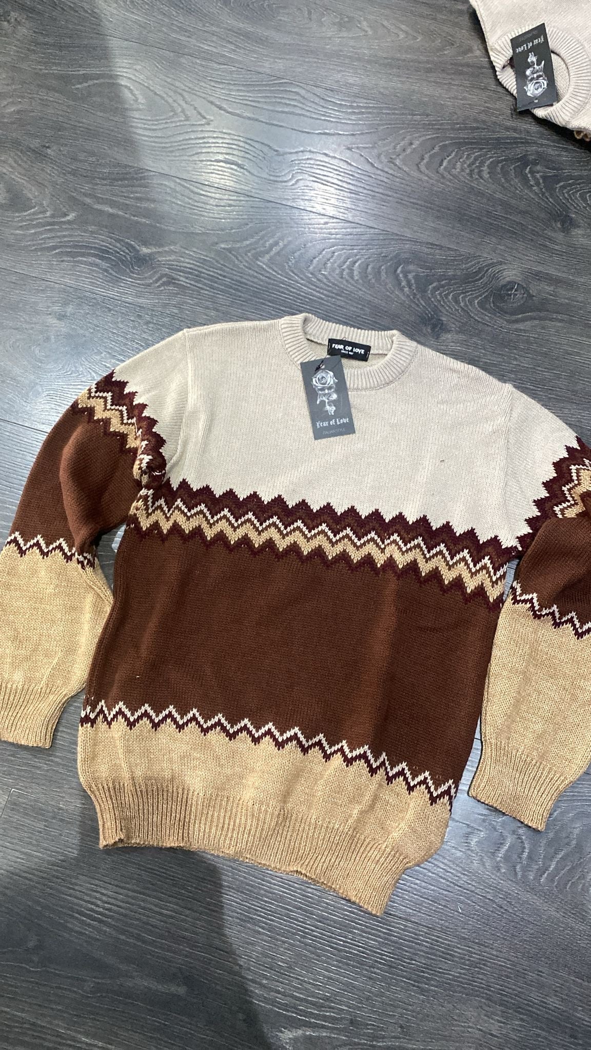 MAGLIONCINO ZIG-ZAG PATTERN BROWN/BEIGE