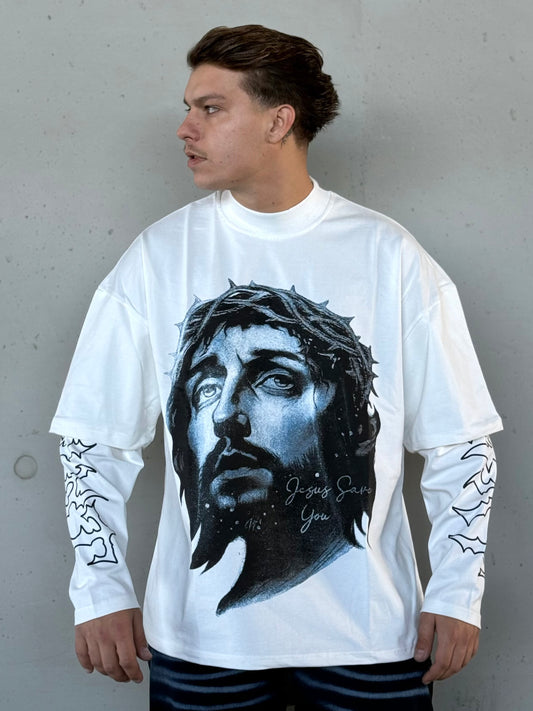LONGSLEEVE JESUS WHITE