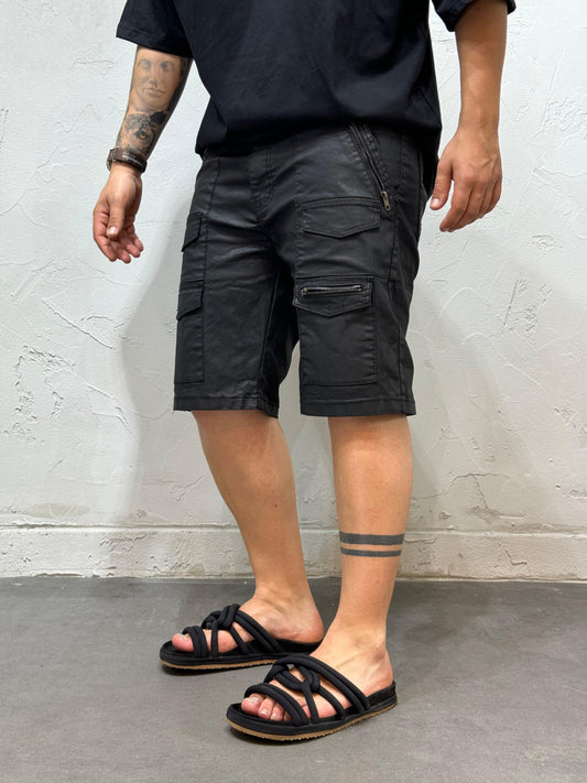 SHORT BIKER CERATO WITH ZIP BLACK