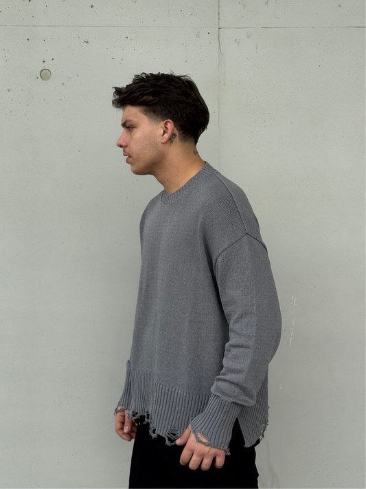 CROP FIT SWEATER GREY