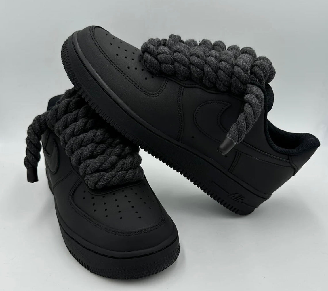 AIRFORCE 1 CUSTOM ROPE LACE BLACK