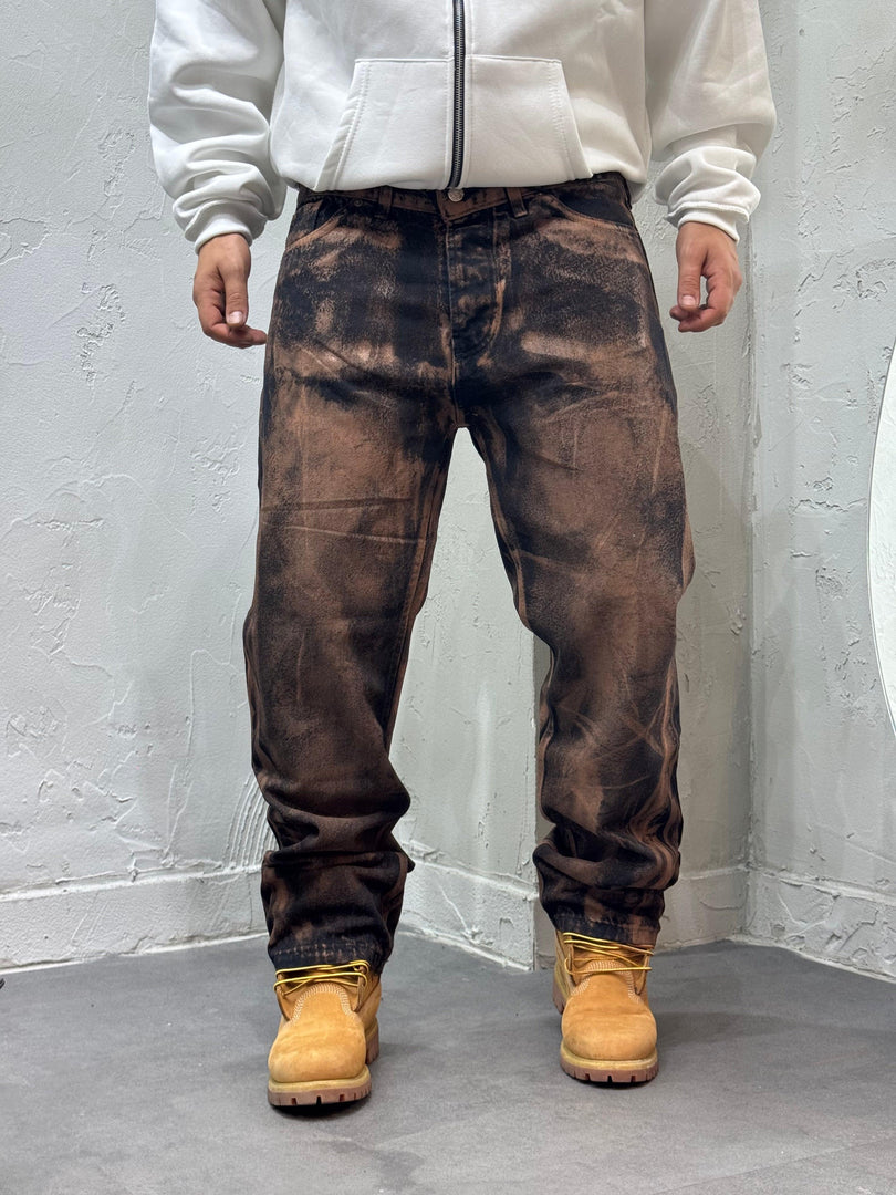 PANTALONI BAGGY SPALMATO MARRONE