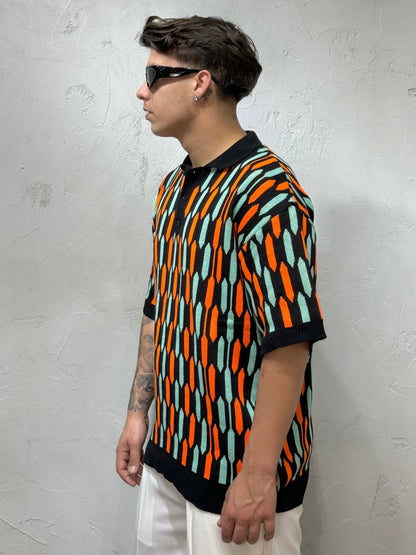 TWO-TONE ORANGE DRIP THREAD POLO SHIRT