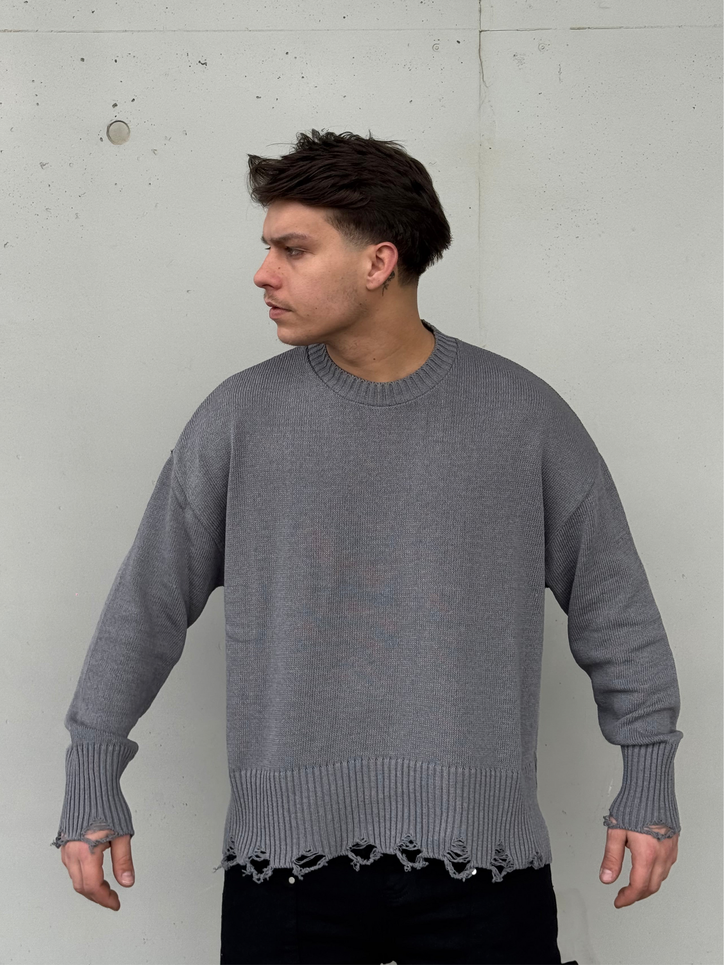 CROP FIT SWEATER GREY