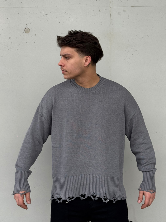 CROP FIT SWEATER GREY
