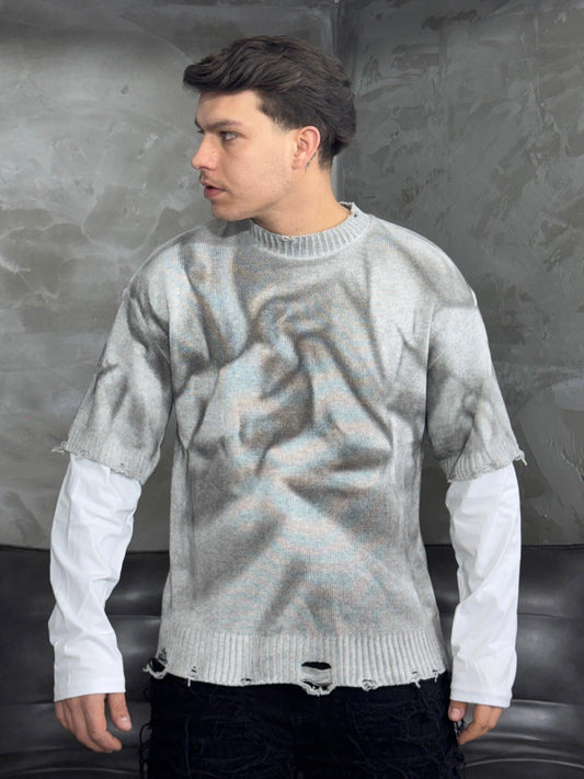 LONGSLEEV SHADED GRAY SWEATER