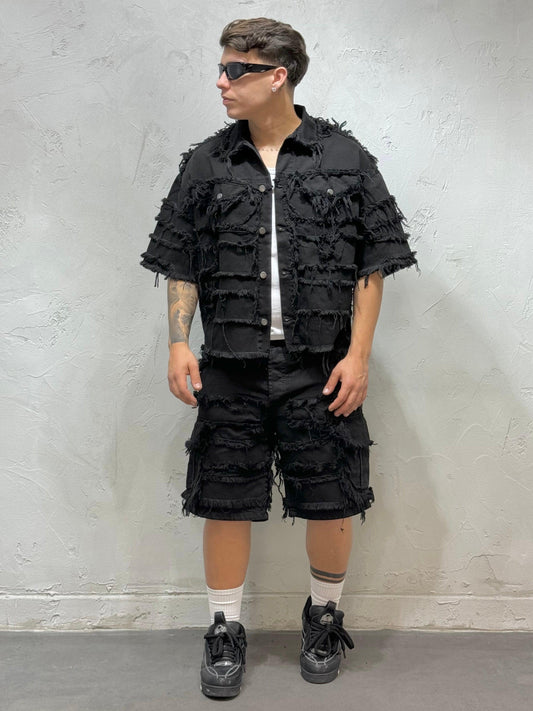 COORDINATO FRINGED TOTAL BLACK