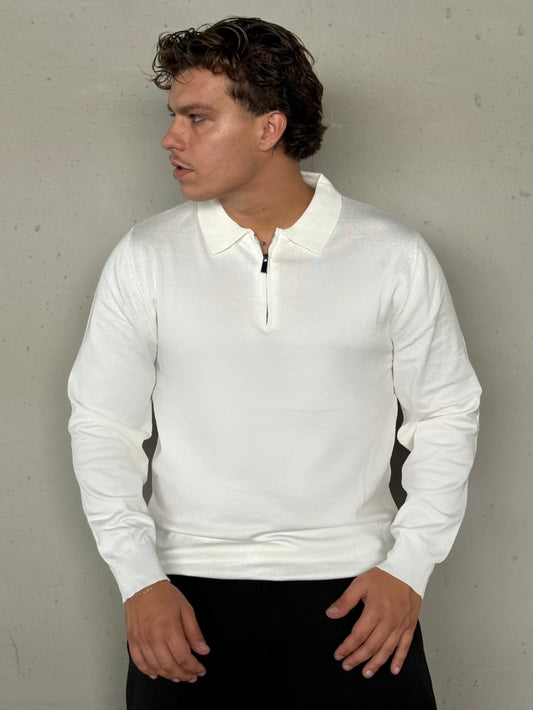 POLO ZIP LONG WHITE