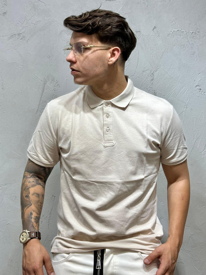 BEIGE COTTON POLO SHIRT