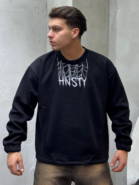 HOODIE SPIDERWEB BLACK