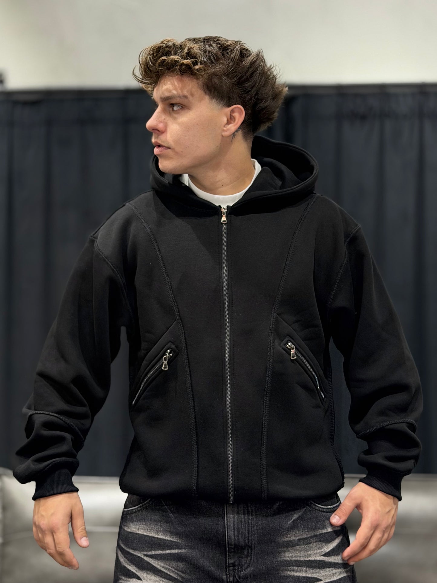 HOODIE MULTIZIP BLACK