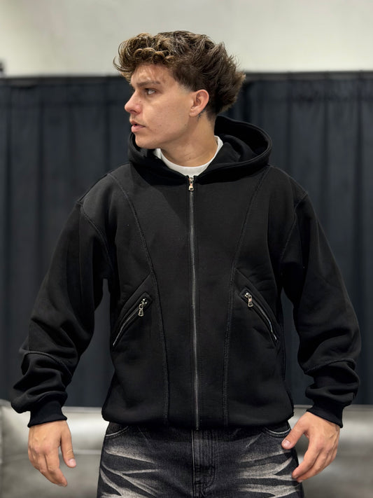HOODIE MULTIZIP BLACK