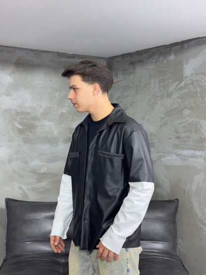 LONG SLEEVE ECO-LEATHER SHIRT