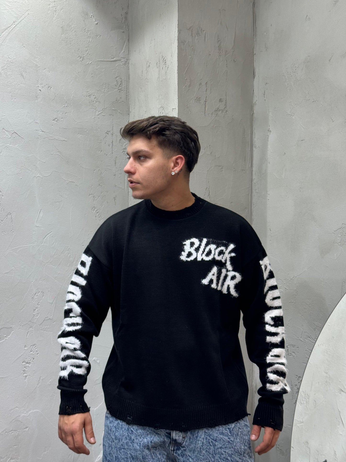 MAGLIONCINO BLOCK AIR BLACK