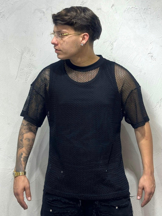 PERFORATED BLACK T-SHIRT