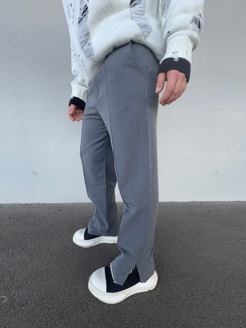 PANTALONE FONDO AMPIO CON ZIP GRIGIO