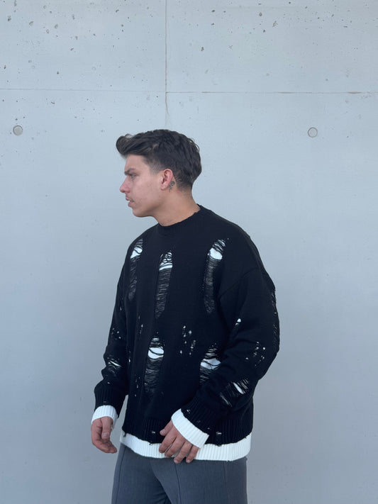BREAKAGES BLACK SWEATER