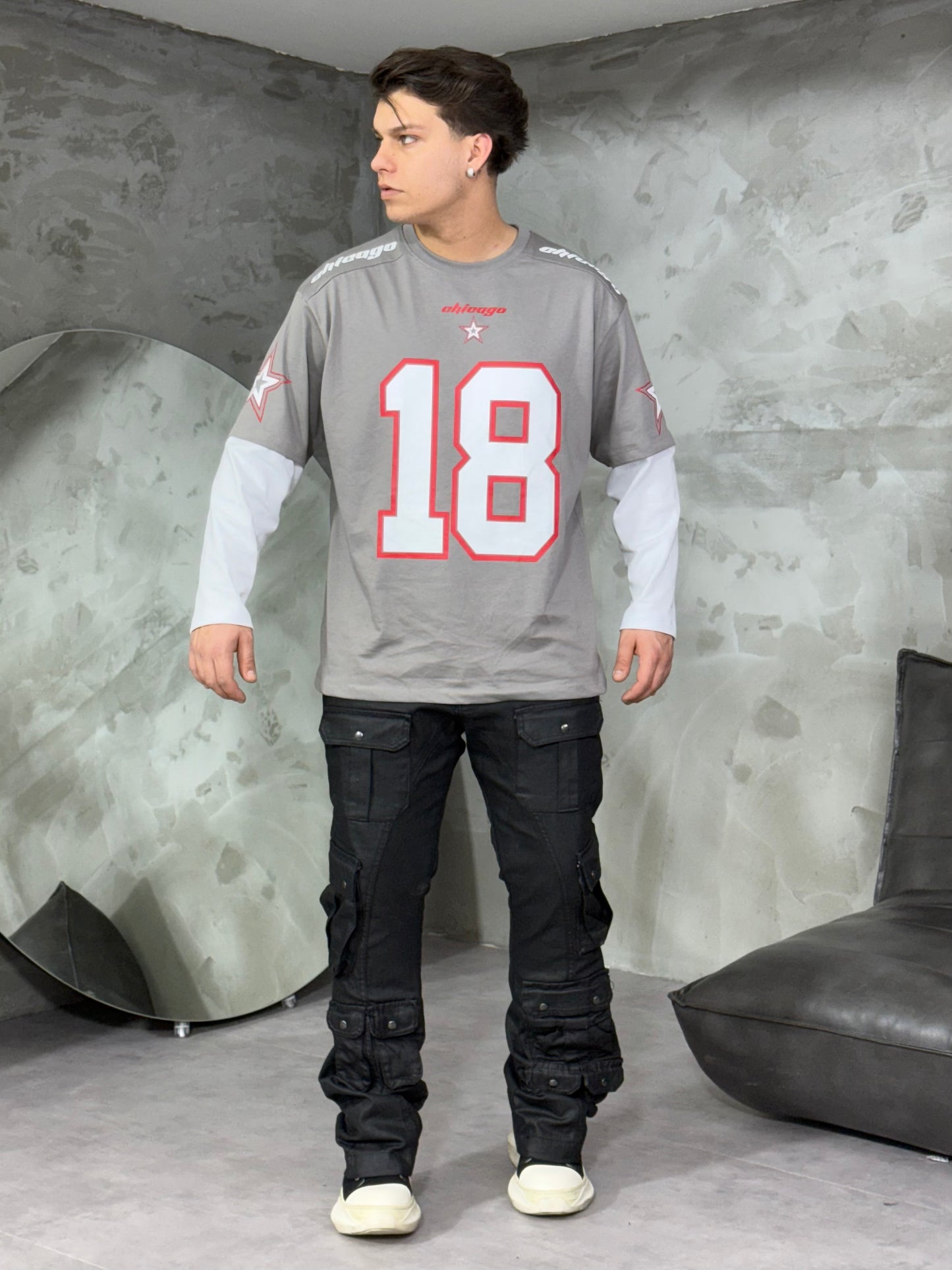 T-SHIRT LONGSLEEVE CHICAGO 18 GREY