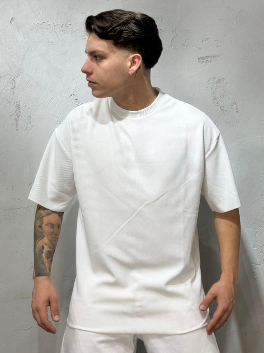 BASIC WHITE RIBBED T-SHIRT