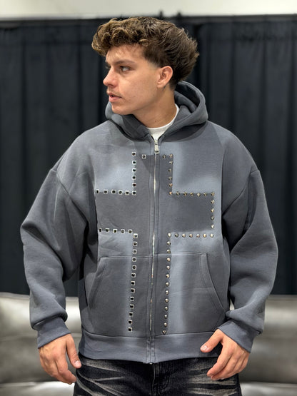 FELPA CROSS SFUMATA PIOMBO