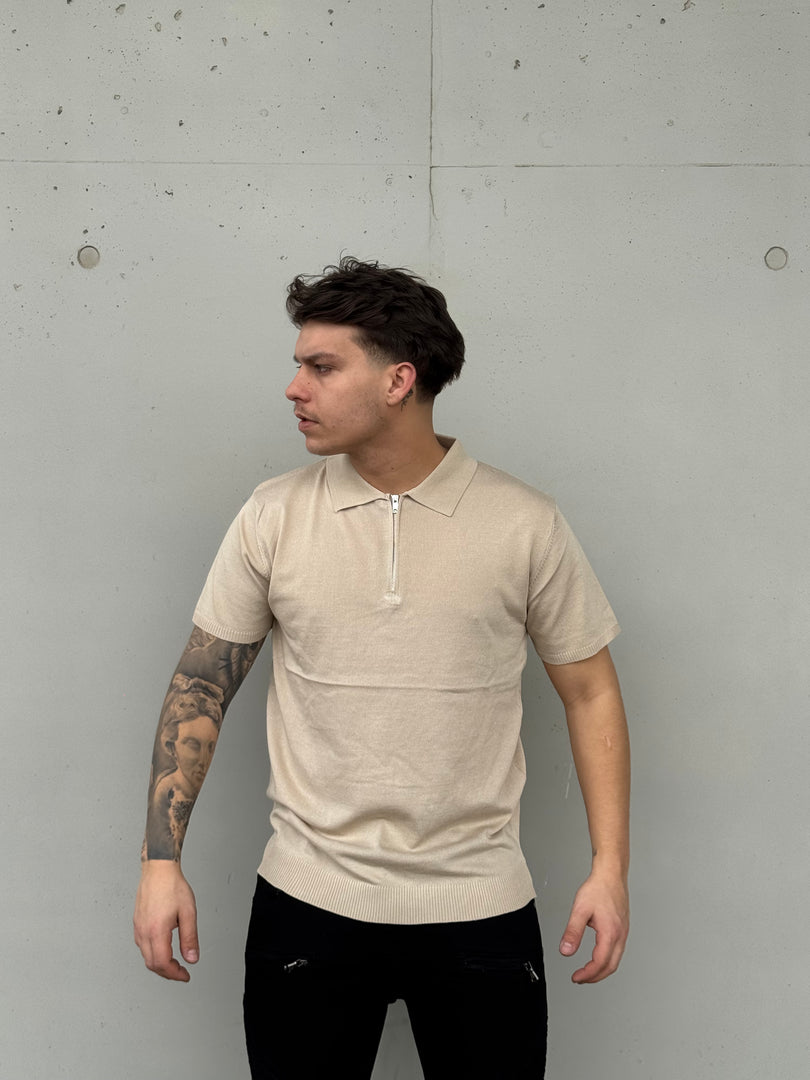 POLO HALF ZIP BEIGE