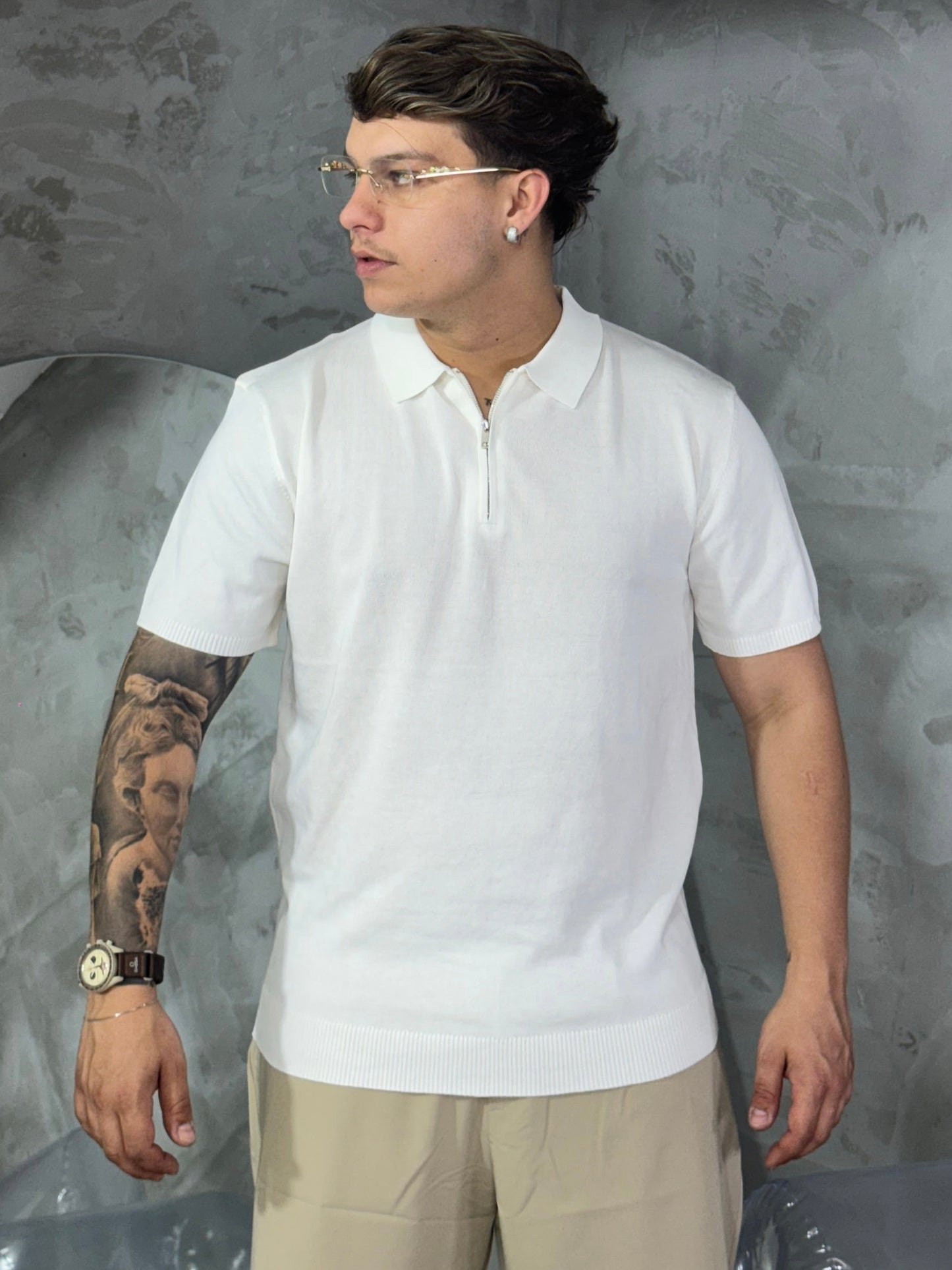 POLO HALF ZIP WHITE