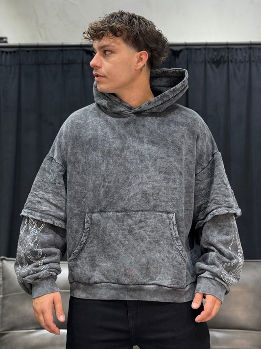 HOODIE DIAMOND FLAME GREY