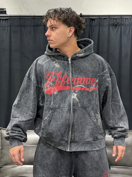 HOODIE ZIP FREEDOM GREY