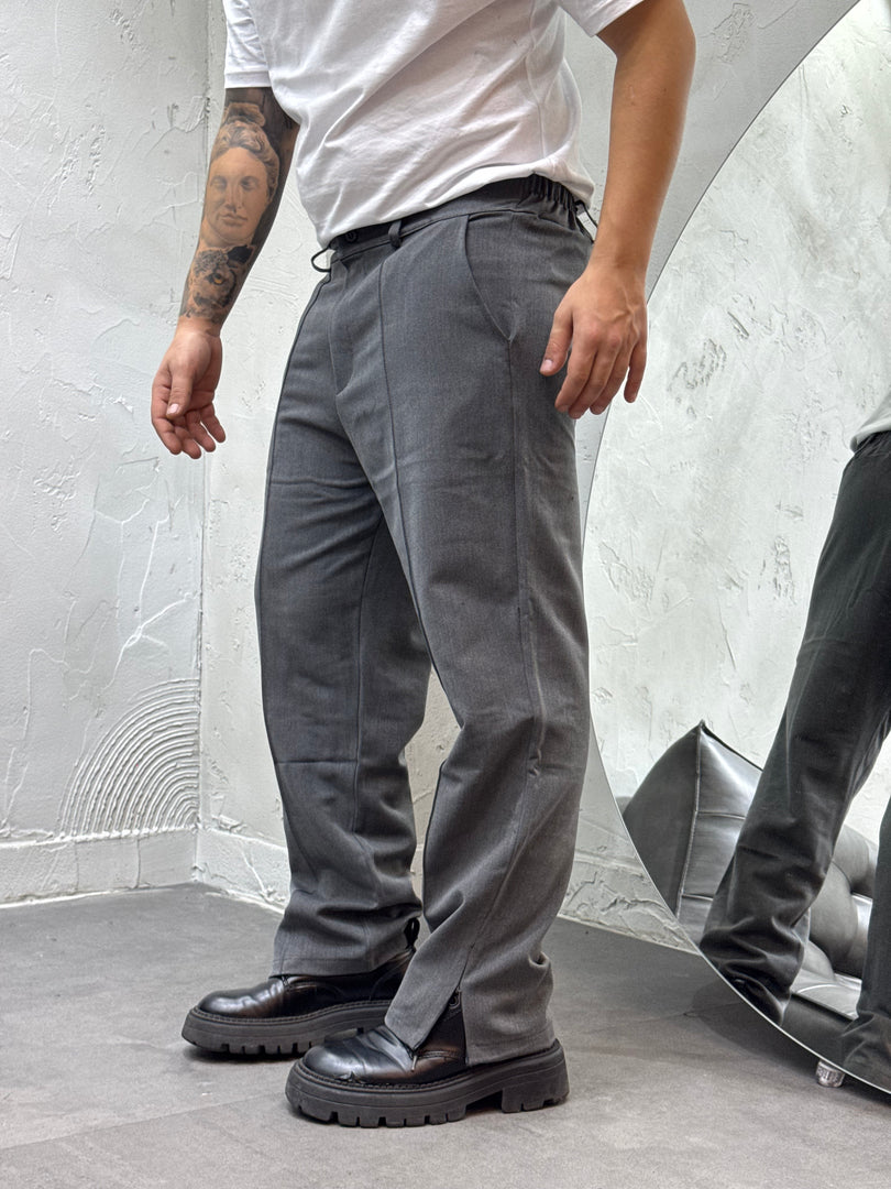 PANTALONE FONDO AMPIO CON ZIP GRIGIO