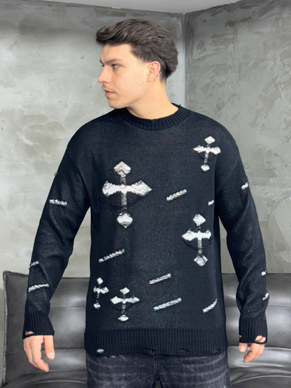 BLACK CROSSES SWEATER