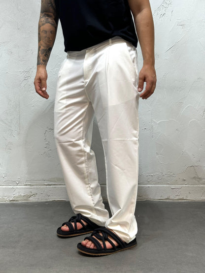 WHITE WIDE BOTTOM TROUSERS