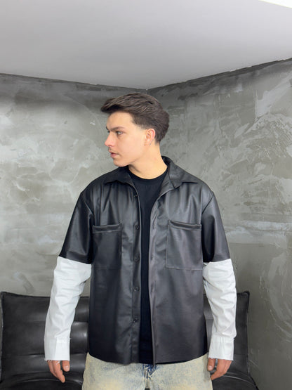 LONG SLEEVE ECO-LEATHER SHIRT