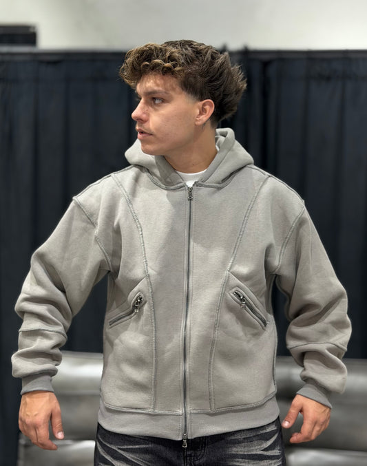 HOODIE MULTIZIP GRIGIO CHIARO