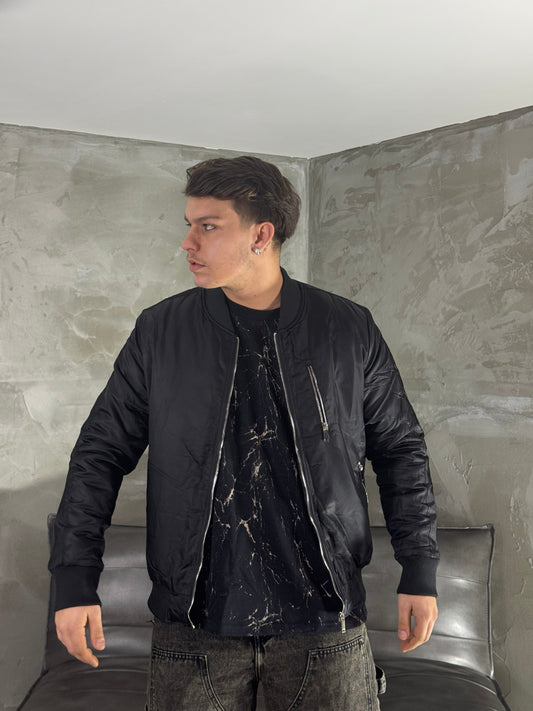 AVIATOR BACK ZIP BLACK JACKET