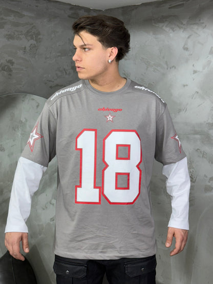 T-SHIRT LONGSLEEVE CHICAGO 18 GREY