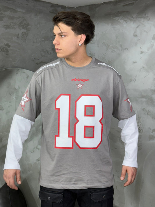 CHICAGO 18 GRAY LONGSLEEVE T-SHIRT