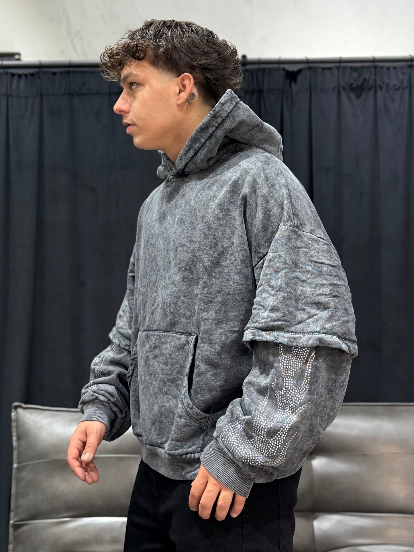 HOODIE DIAMOND FLAME GREY