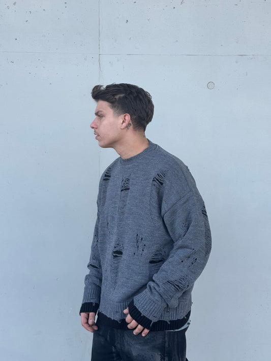BREAKAGES GREY SWEATER