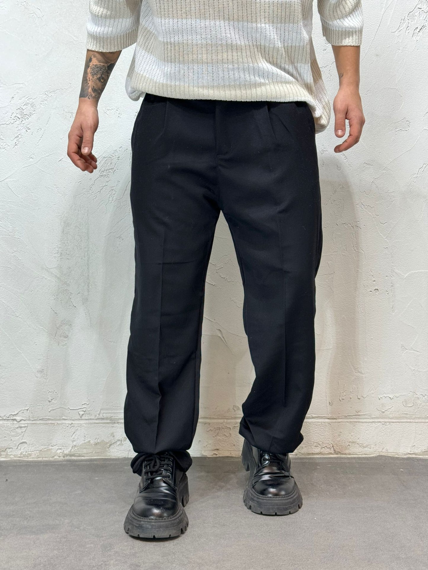 CHROY BLACK WIDE BOTTOM TROUSERS