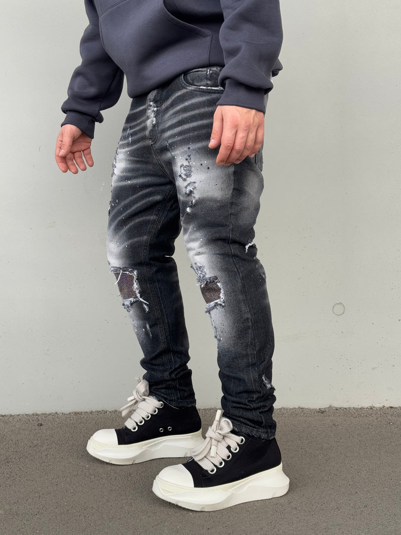 JEANS NEW FIT GLITTER GRIGIO