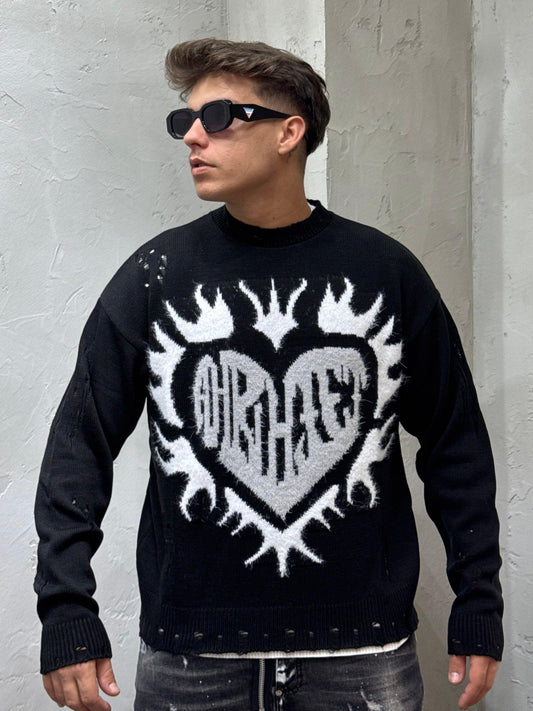 MAGLIONCINO SACRED HEART BLACK
