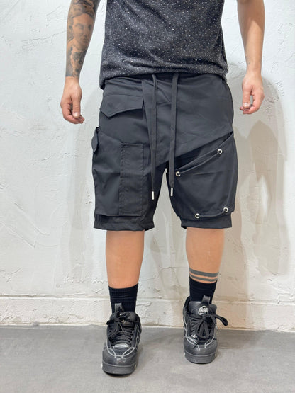 CROOKED CUTS BLACK BERMUDA SHORTS