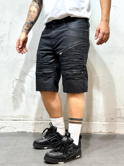 SHORTS STRIPES ZIP BLACK