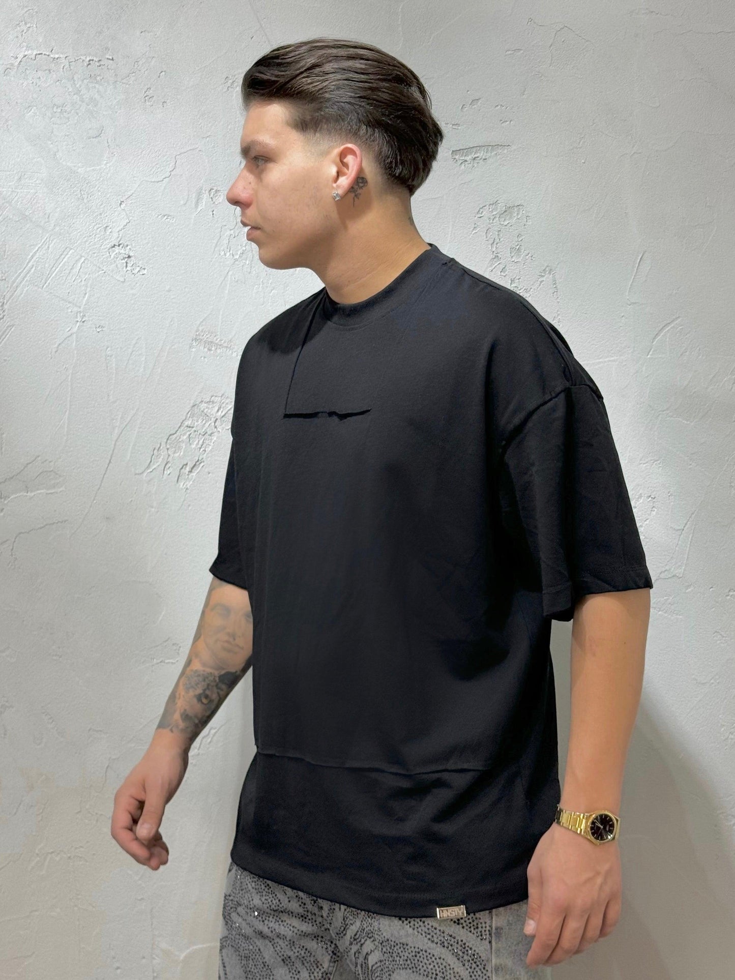 OVERLAPPED T-SHIRT** BLACK